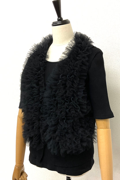 〈30%OFF〉チュールフリルニットベスト