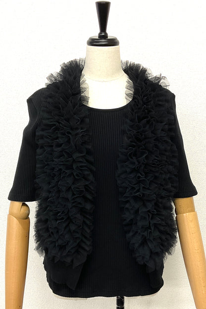 〈30%OFF〉チュールフリルニットベスト