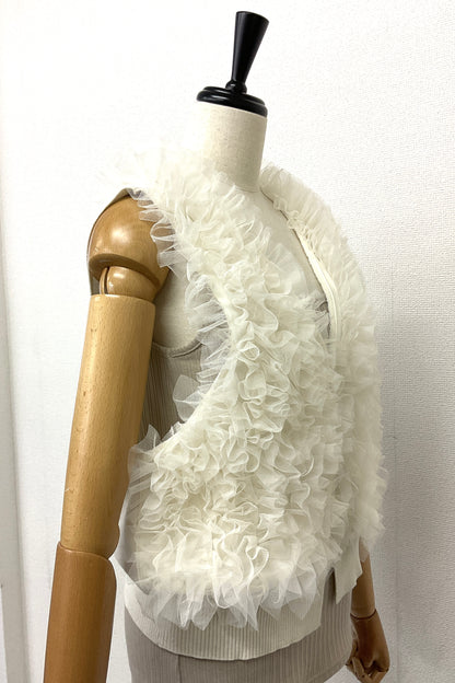 〈30%OFF〉チュールフリルニットベスト