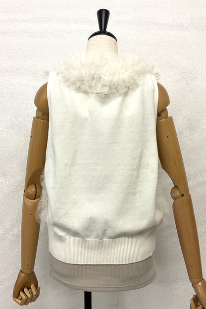〈30%OFF〉チュールフリルニットベスト