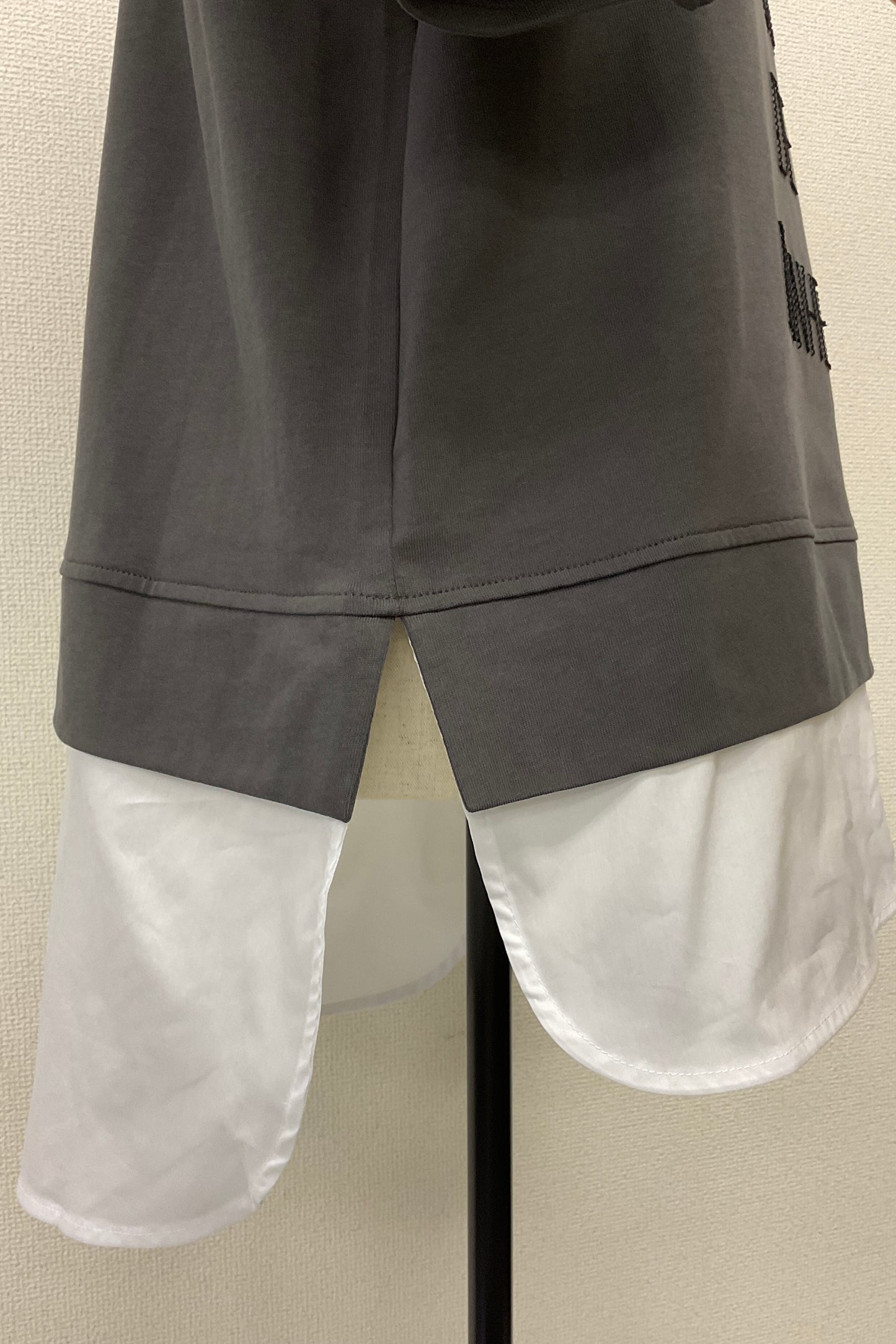 布帛切り替えロゴプルオーバー