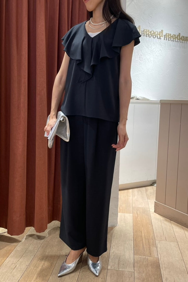 〈10%OFF〉クールグログランフリルブラウス