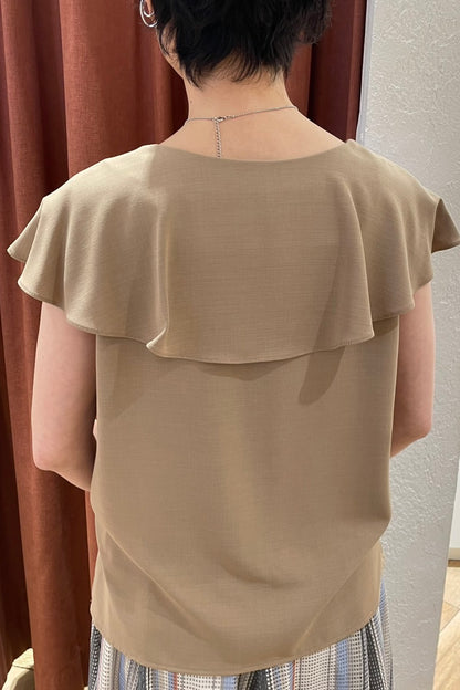 〈10%OFF〉クールグログランフリルブラウス