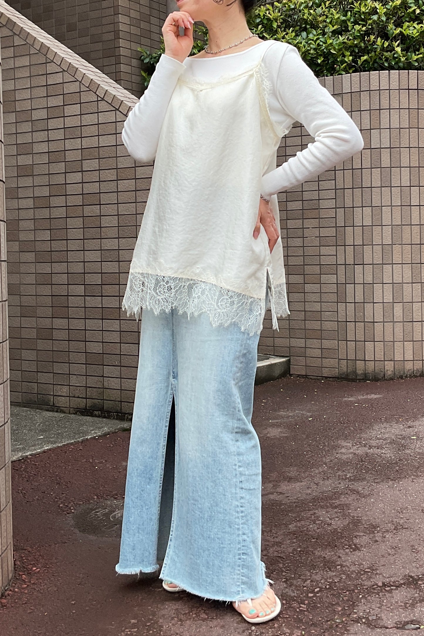 レースヘムキャミソール