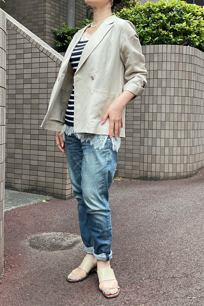 リュクス麻レーヨンダブルジャケット