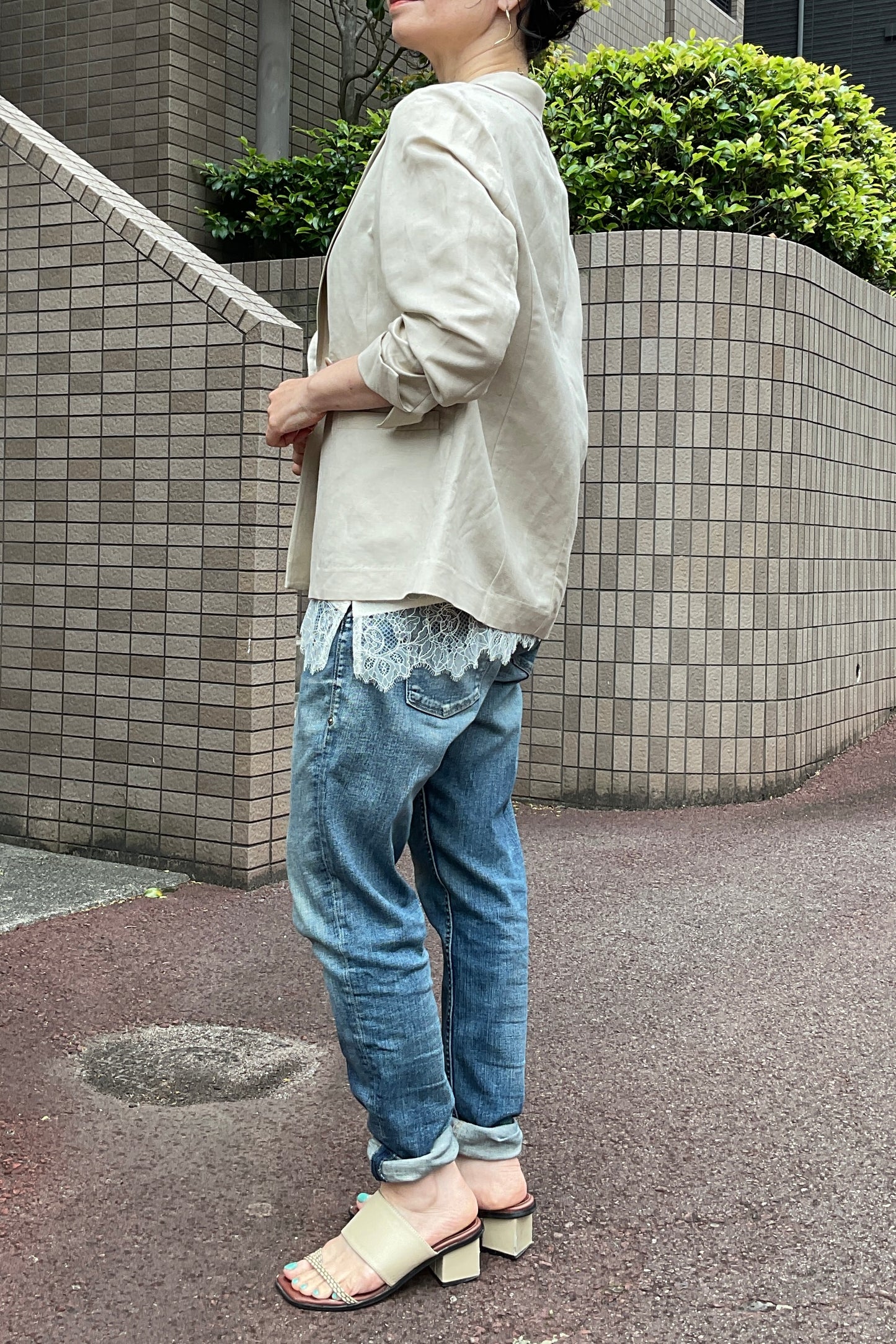 リュクス麻レーヨンダブルジャケット