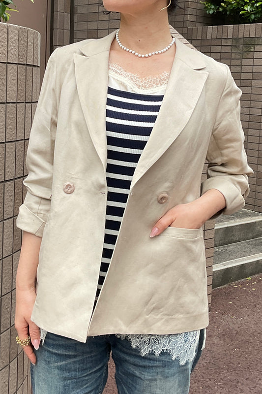 リュクス麻レーヨンダブルジャケット