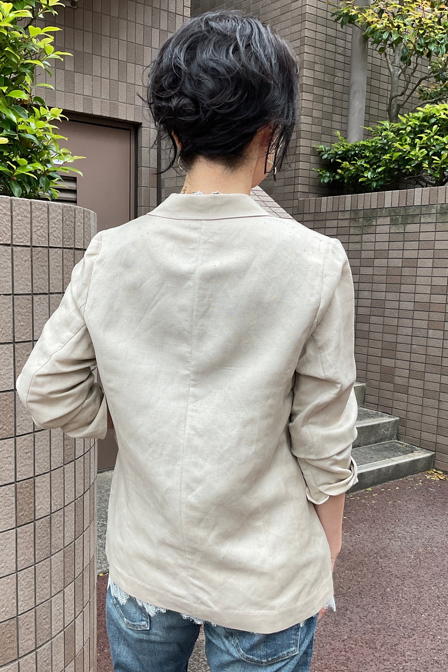 リュクス麻レーヨンダブルジャケット