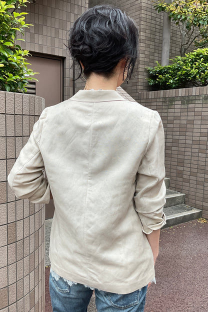 リュクス麻レーヨンダブルジャケット