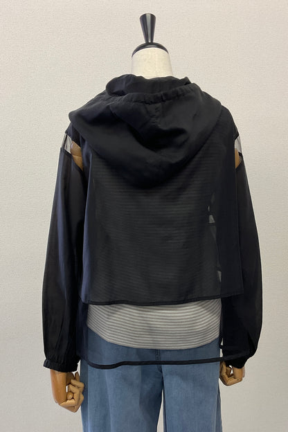 <セット割>シアージップパーカー(ブラック) ×ニットタンク(ボーダー)