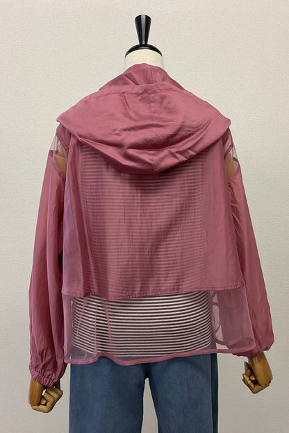 <セット割>シアージップパーカー(ピンク) ×ニットタンク(ボーダー)