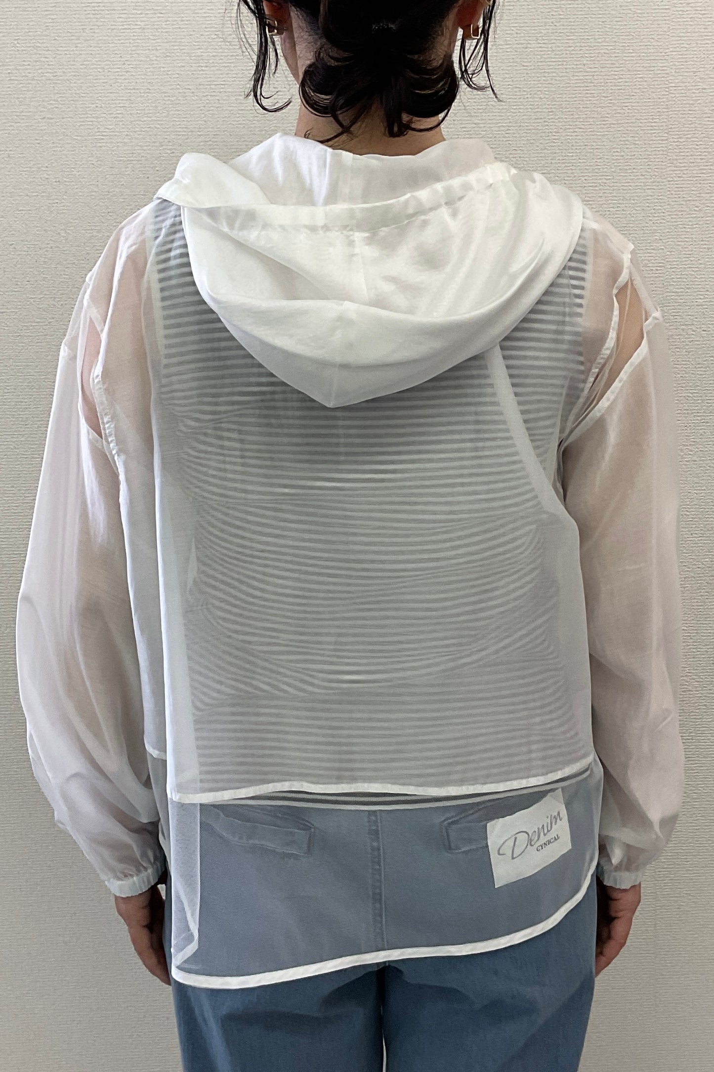 <セット割>シアージップパーカー(オフ) ×ニットタンク(ボーダー)