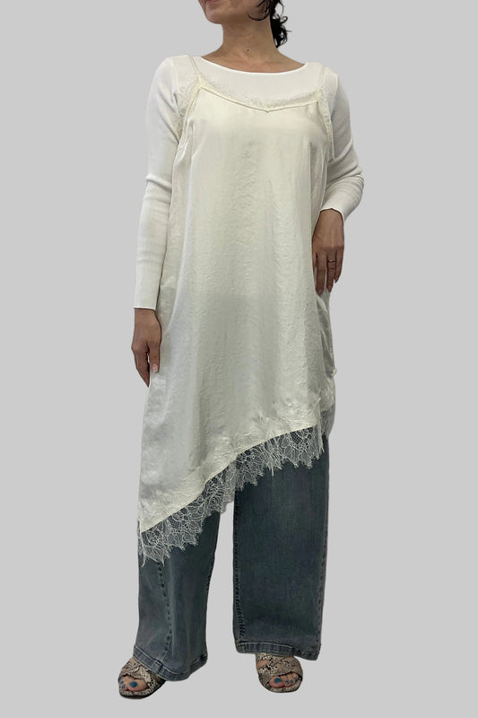 [再入荷]レースアシメヘムキャミソール