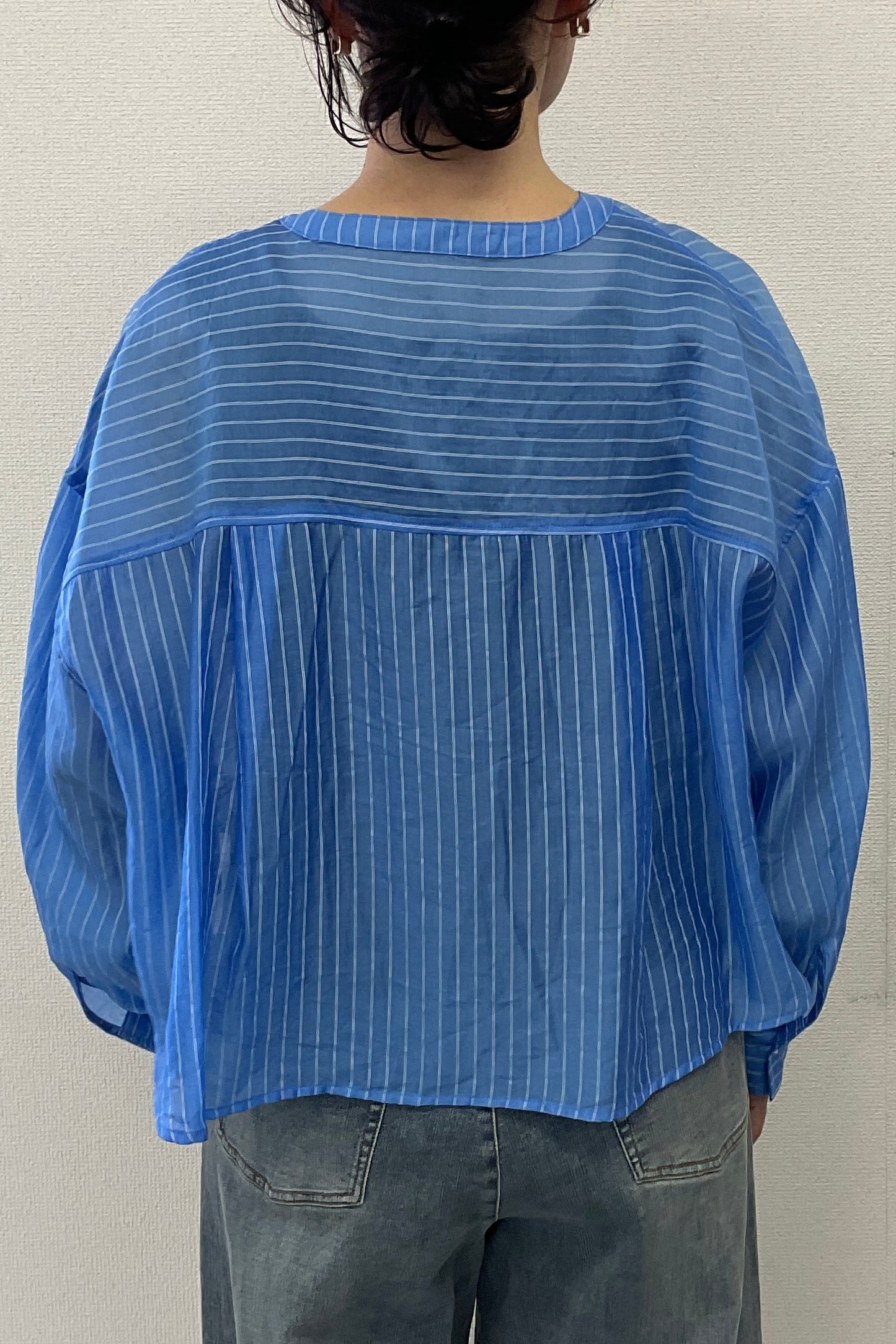 <セット割>シアーショートシャツ(ブルー) ×ニットタンク(無地)