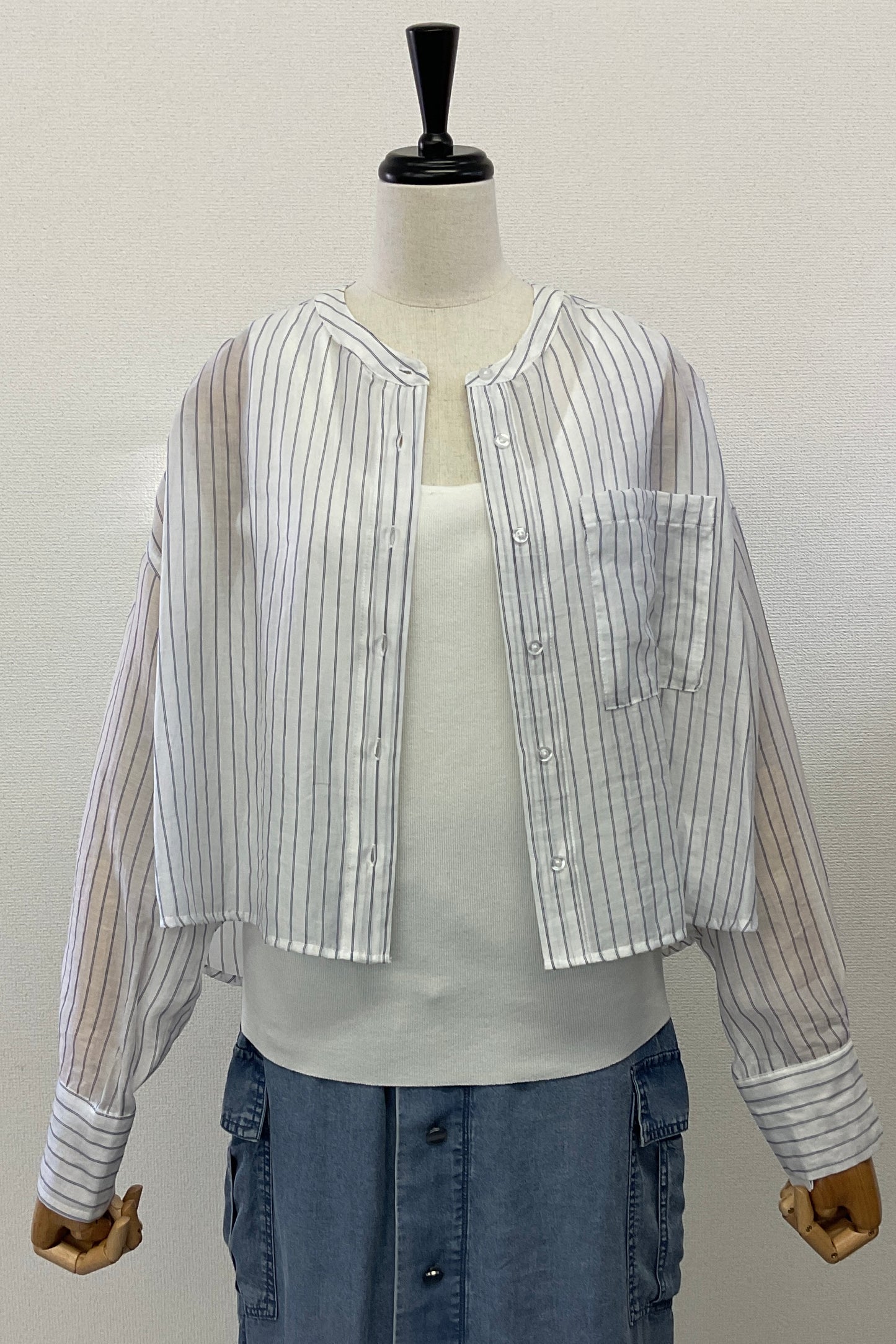 <セット割>シアーショートシャツ(オフ) ×ニットタンク(無地)