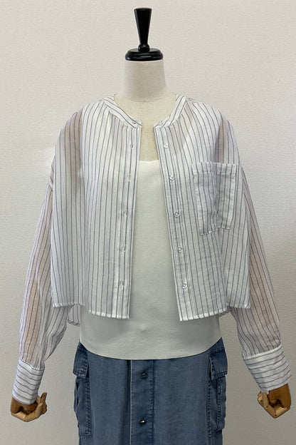 <セット割>シアーショートシャツ(オフ) ×ニットタンク(無地)