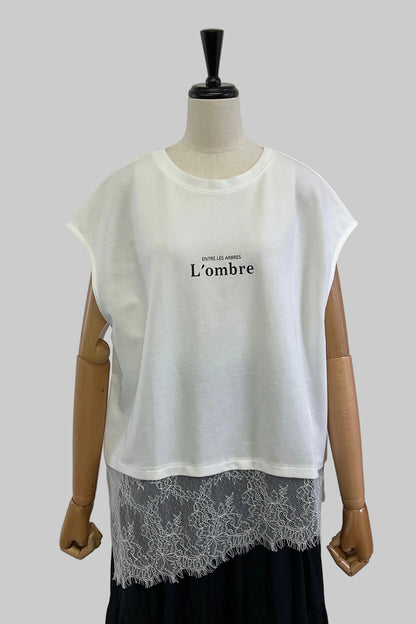 レースへムロゴTシャツ