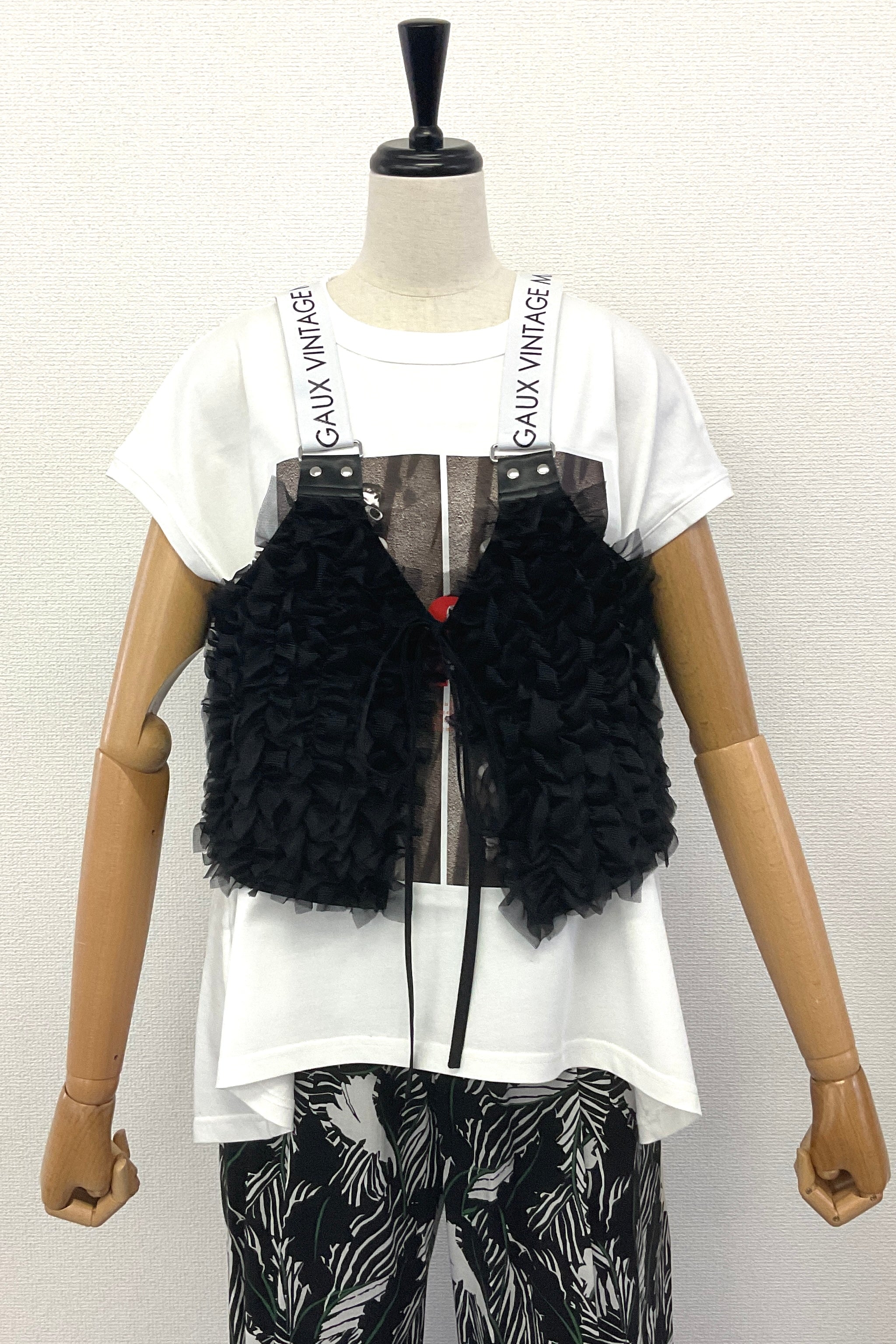完売色 新品 【 MARGAUX VINTAGE 】フリルビスチェ ブラック フリルショートビスチェ｜その他トップス｜good mood madam ( グッド