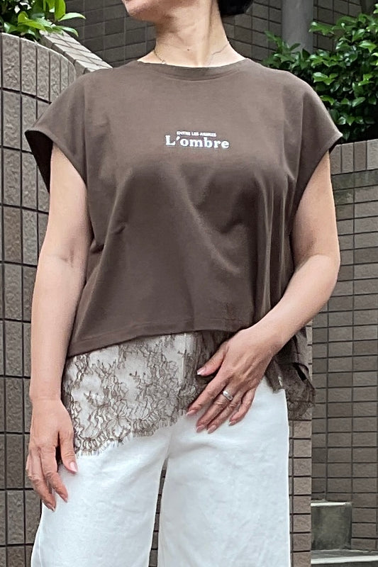 レースへムロゴTシャツ