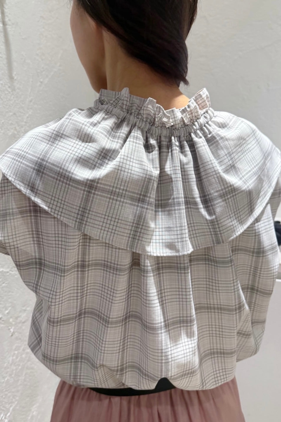 〈10%OFF〉チェックフリルカラーBL