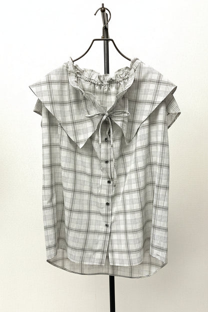 〈10%OFF〉チェックフリルカラーBL