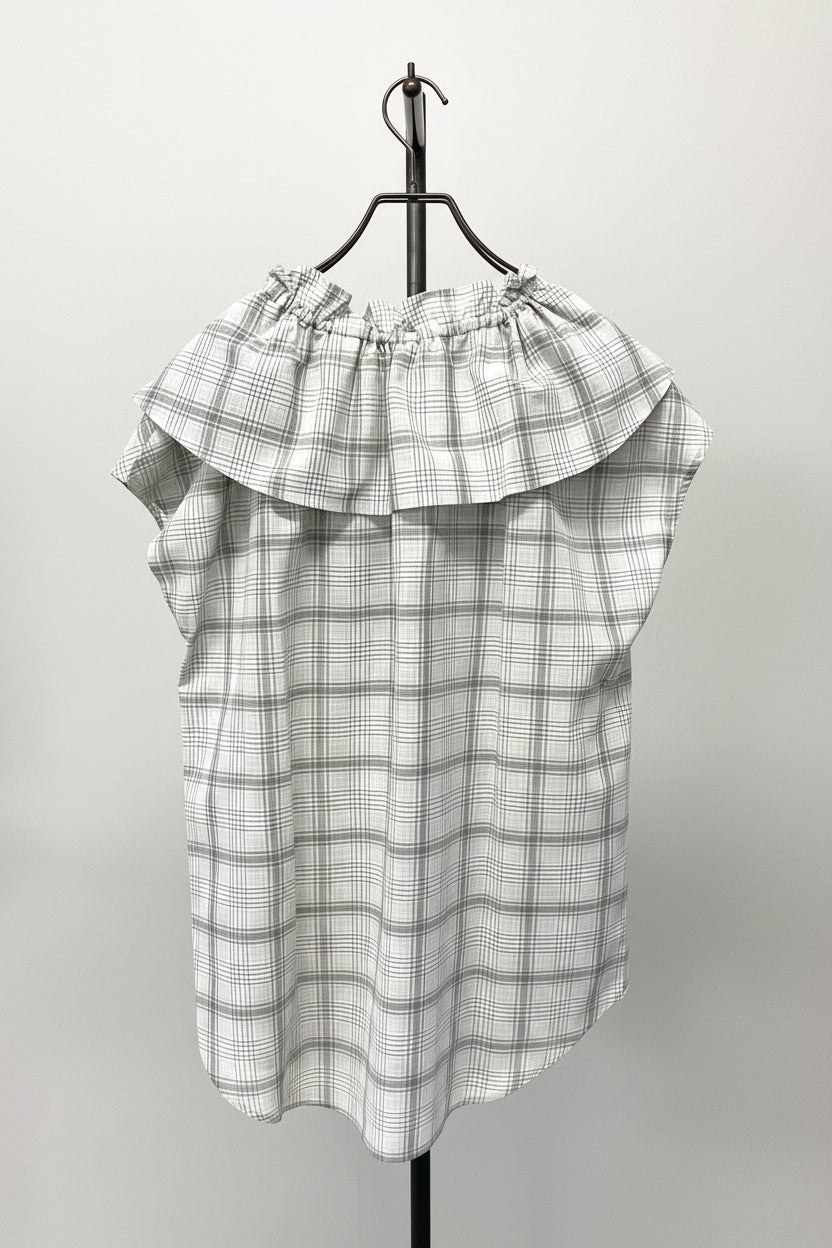 〈10%OFF〉チェックフリルカラーBL