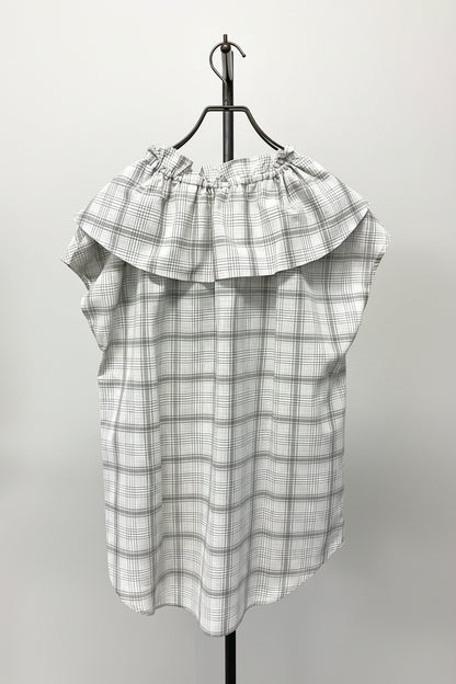 〈10%OFF〉チェックフリルカラーBL