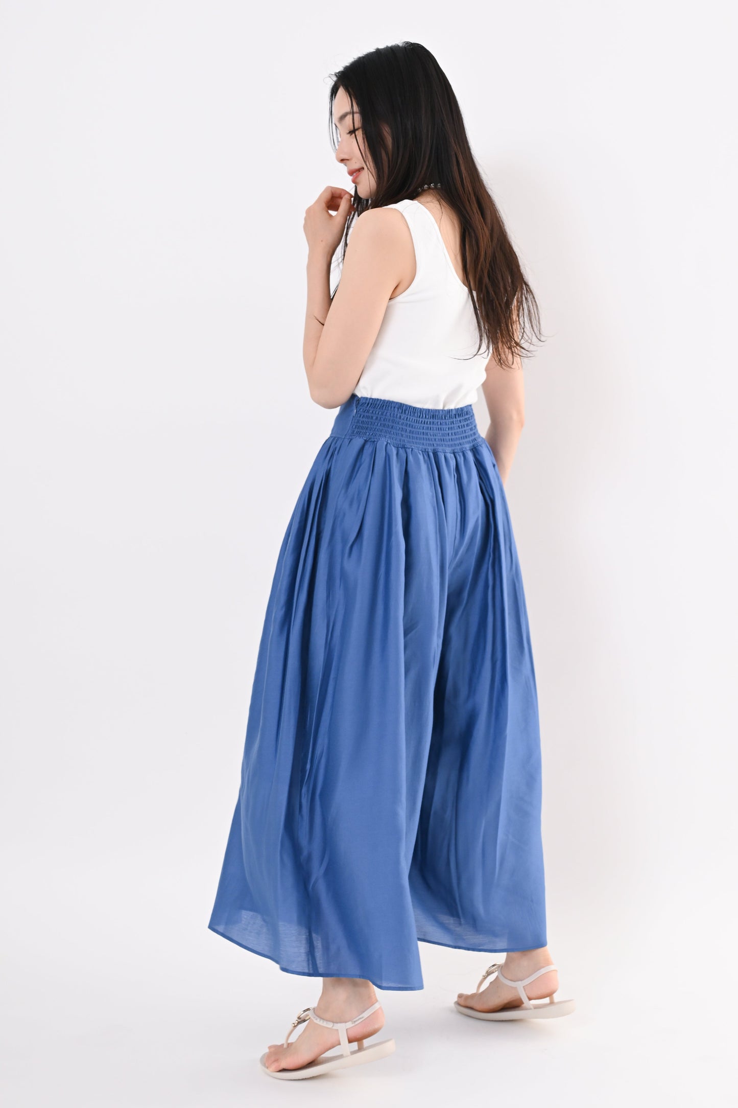 【上下セット購入で1,000円OFF】シルキーローンワイドフレアパンツ