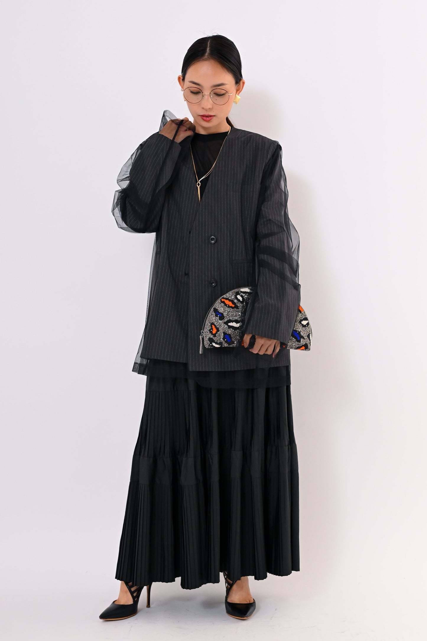 レイヤードチュールジャケット