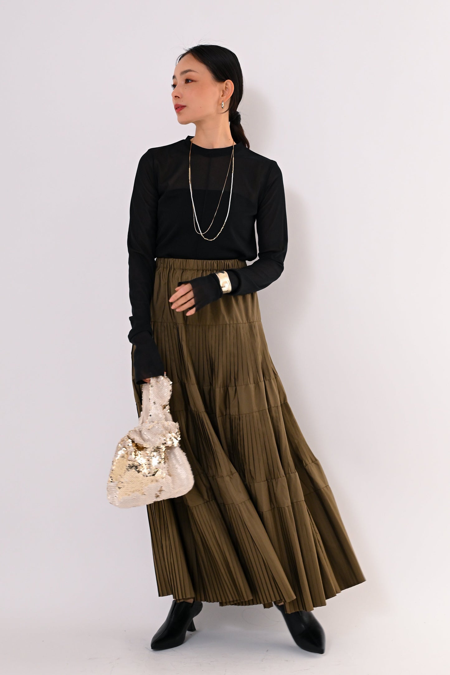 ［再入荷］プリーツティアードスカート