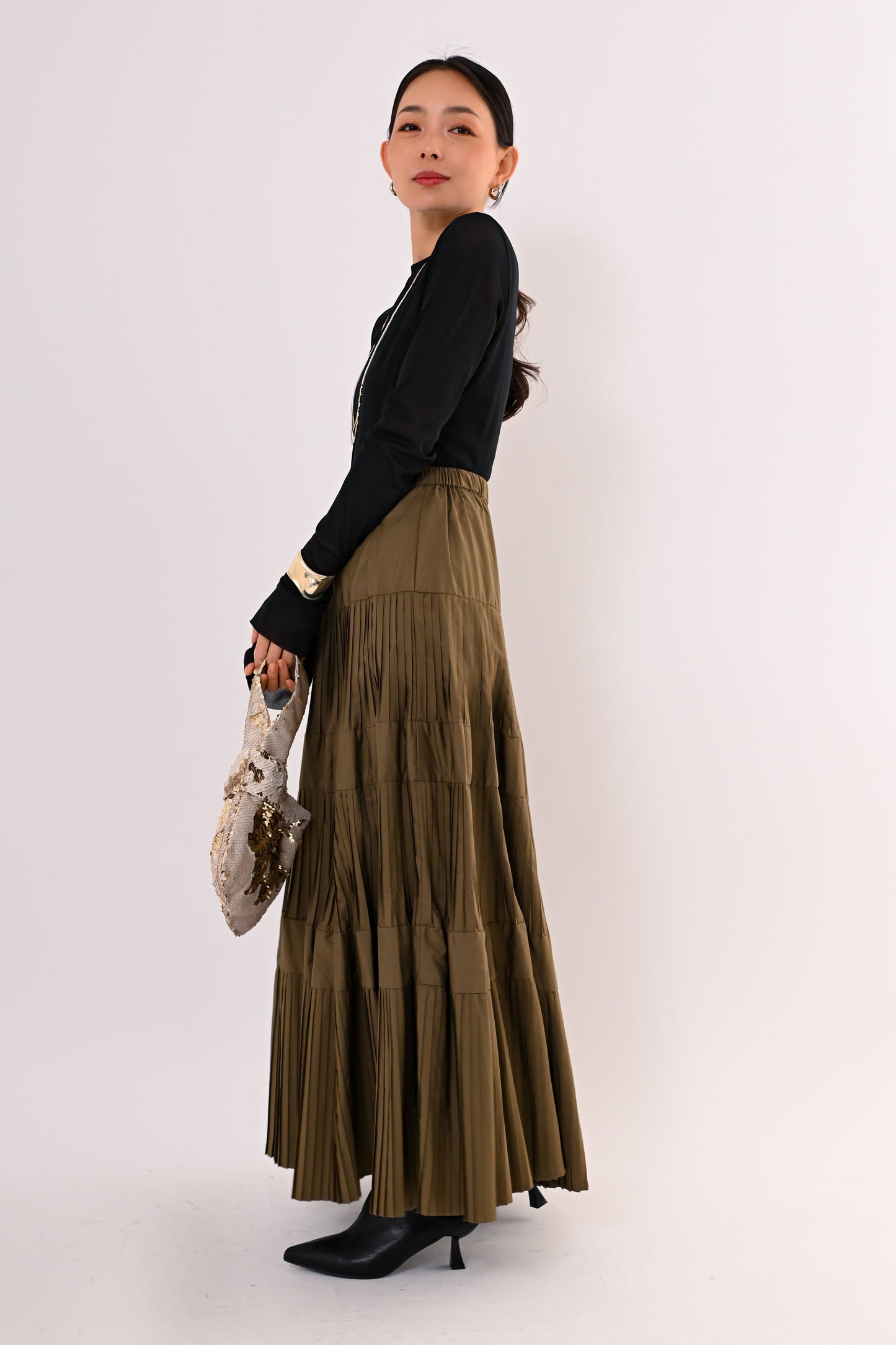 ［再入荷］プリーツティアードスカート