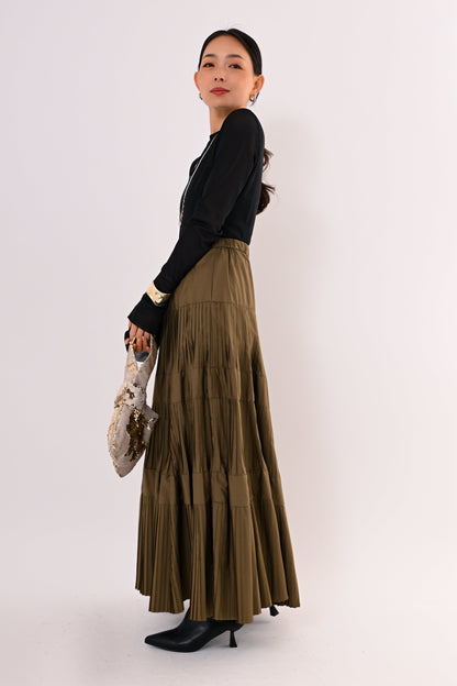 ［再入荷］プリーツティアードスカート