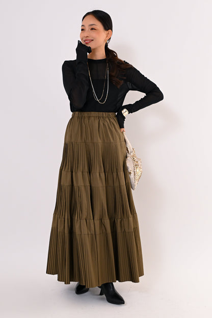 ［再入荷］プリーツティアードスカート