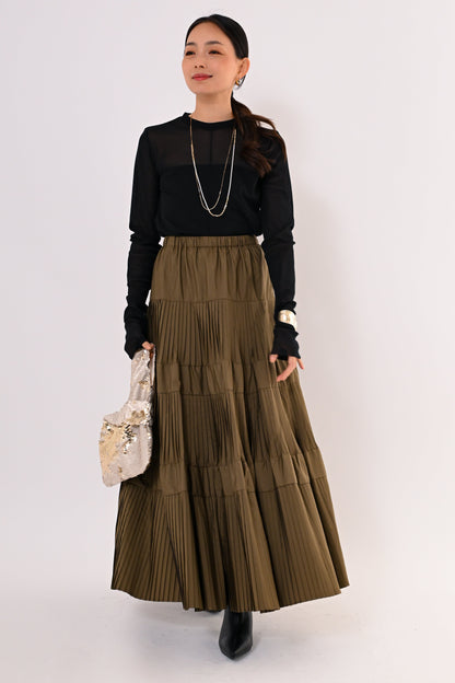 ［再入荷］プリーツティアードスカート