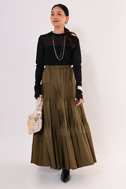 ［再入荷］プリーツティアードスカート