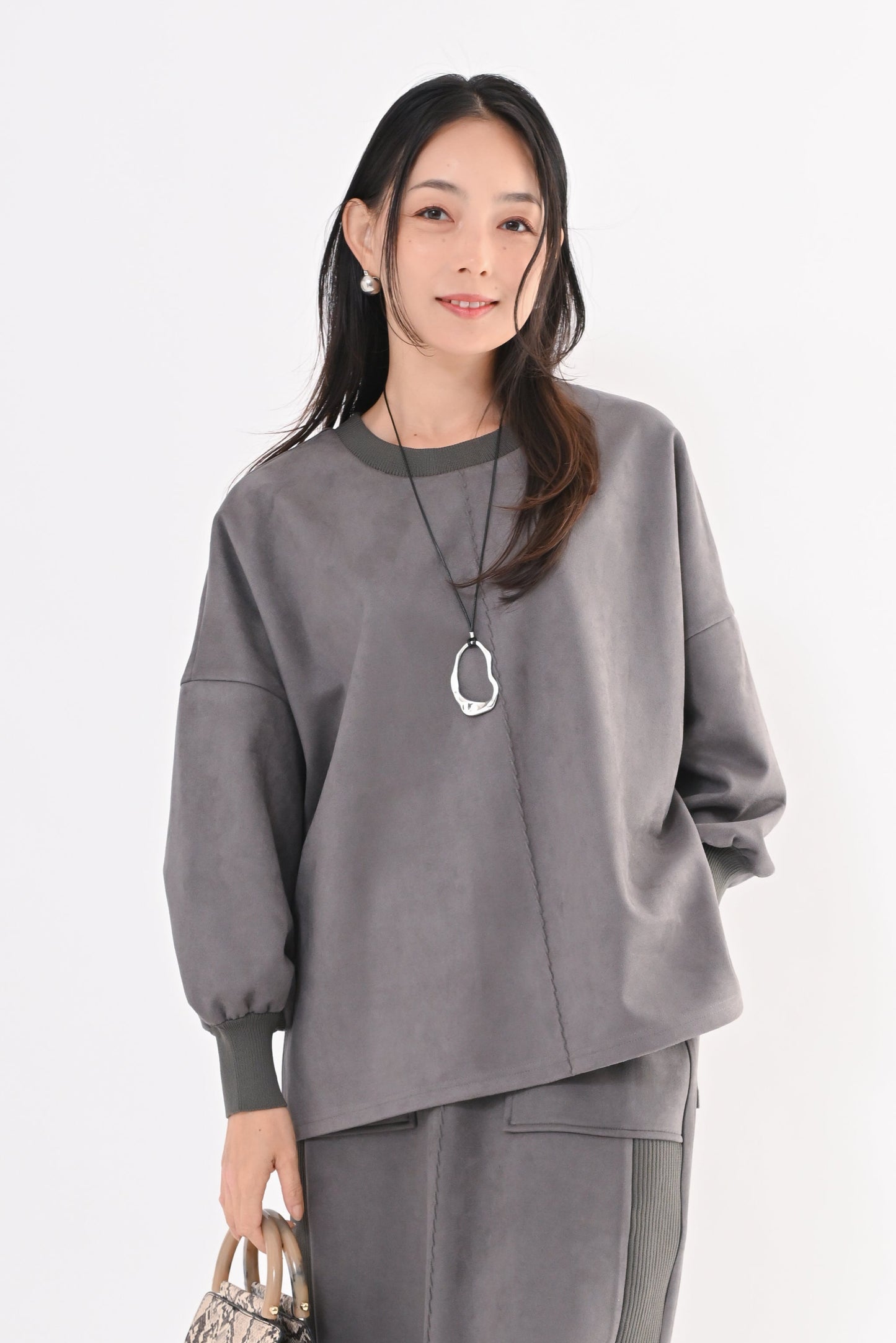 ［ＮＥＷ］スエード×リブワイドプルオーバー