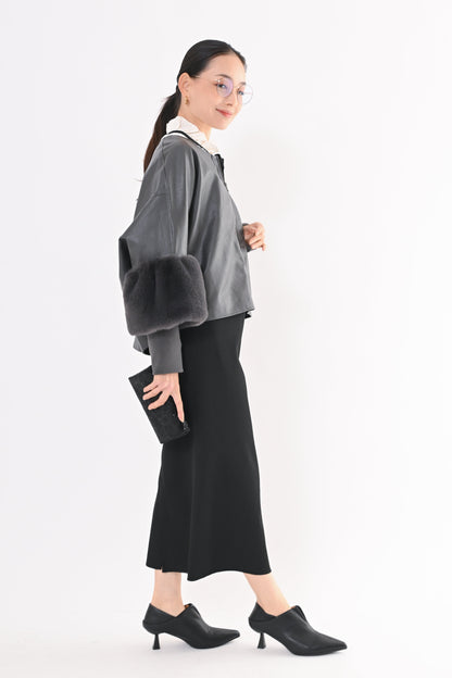 ［ＮＥＷ］フェイクレザーファースリーブジャケット