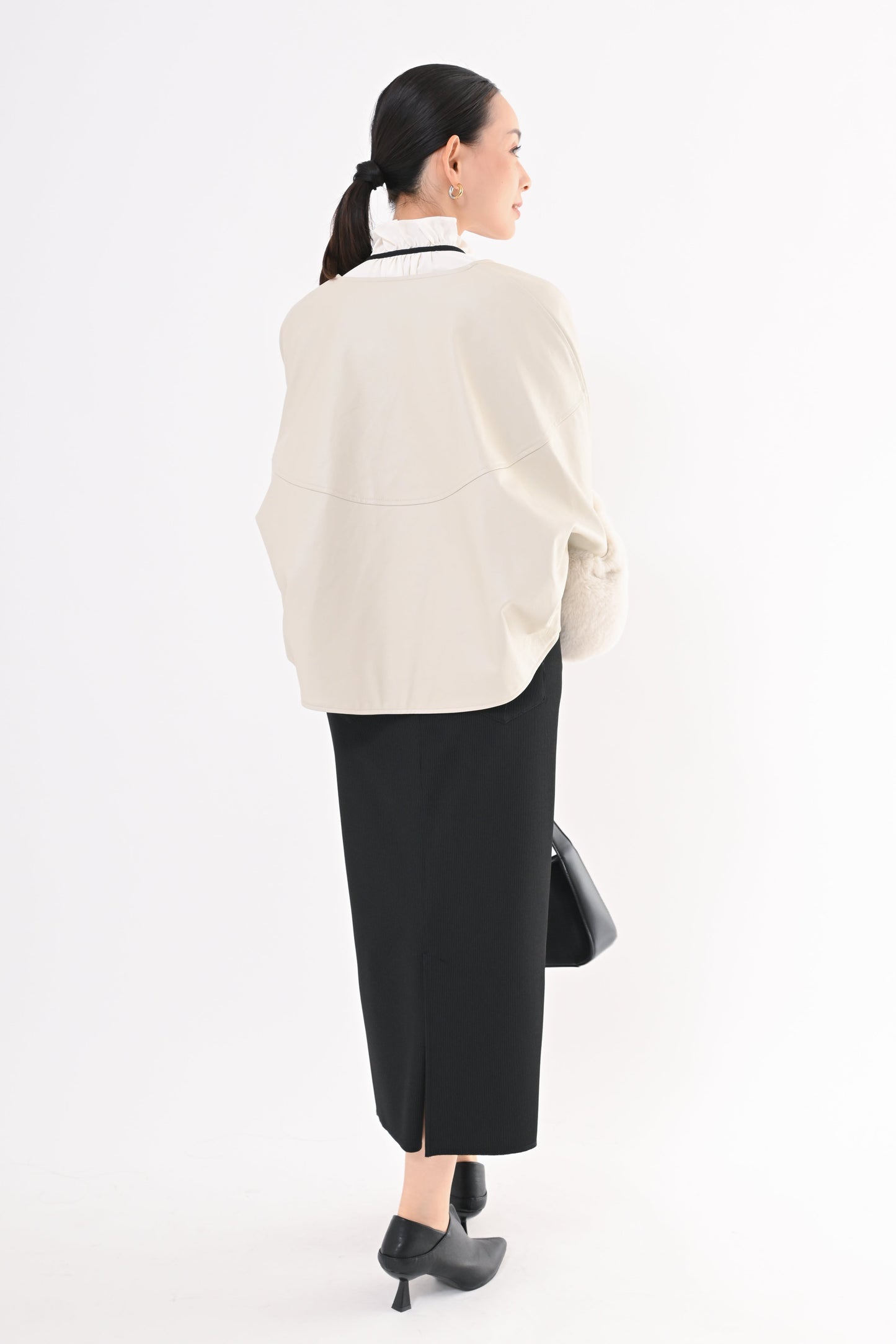 ［ＮＥＷ］フェイクレザーファースリーブジャケット