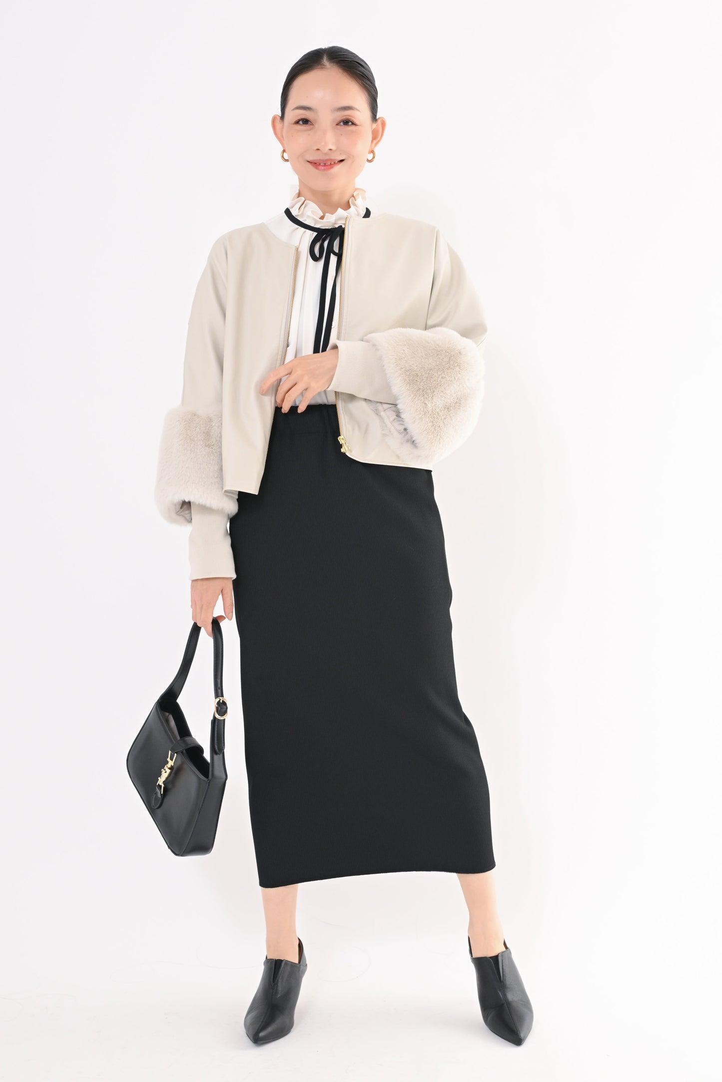 ［ＮＥＷ］フェイクレザーファースリーブジャケット