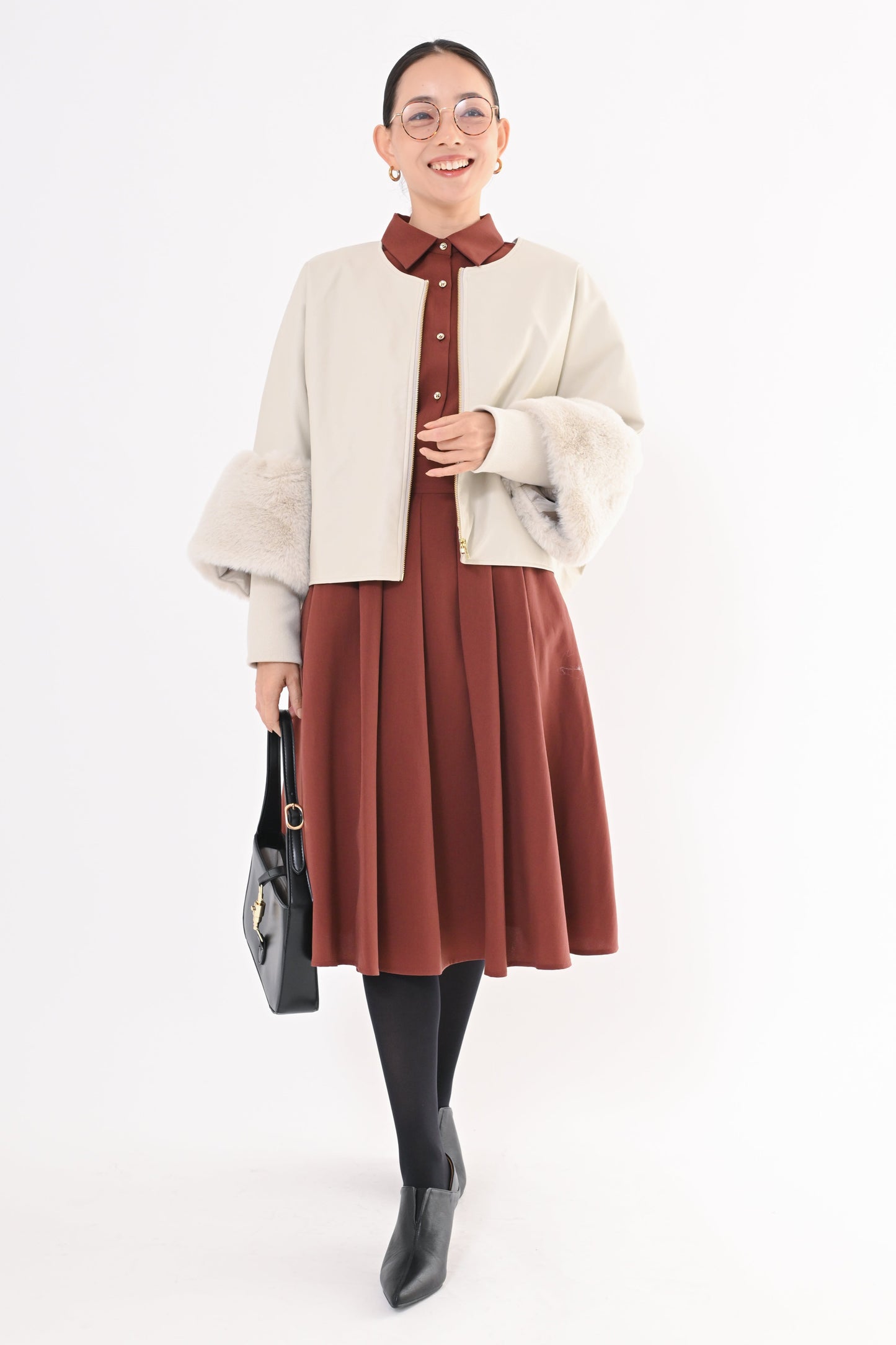 ［ＮＥＷ］フェイクレザーファースリーブジャケット