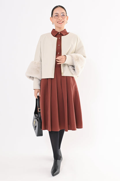 ［ＮＥＷ］フェイクレザーファースリーブジャケット