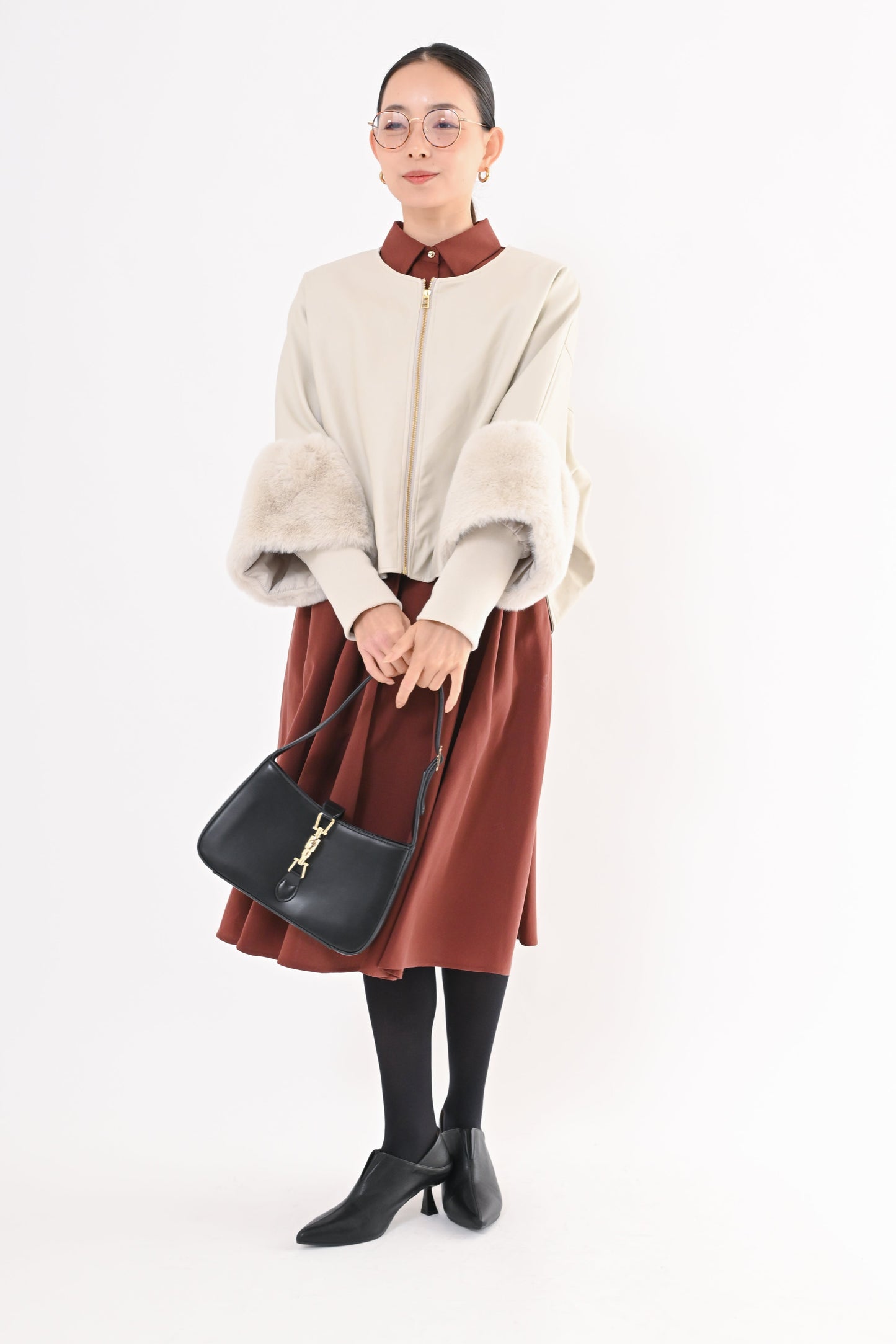 ［ＮＥＷ］フェイクレザーファースリーブジャケット