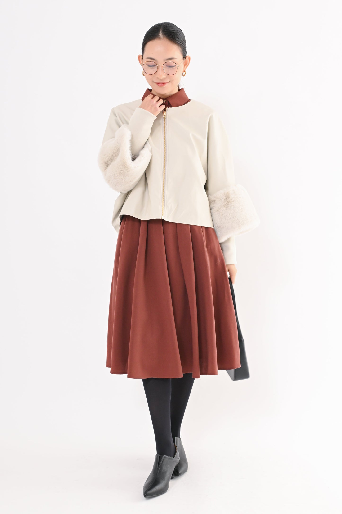 ［ＮＥＷ］フェイクレザーファースリーブジャケット