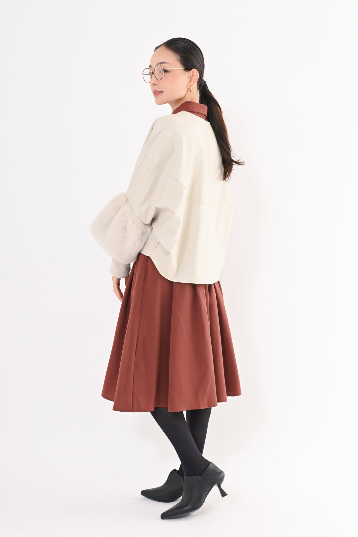 ［ＮＥＷ］フェイクレザーファースリーブジャケット