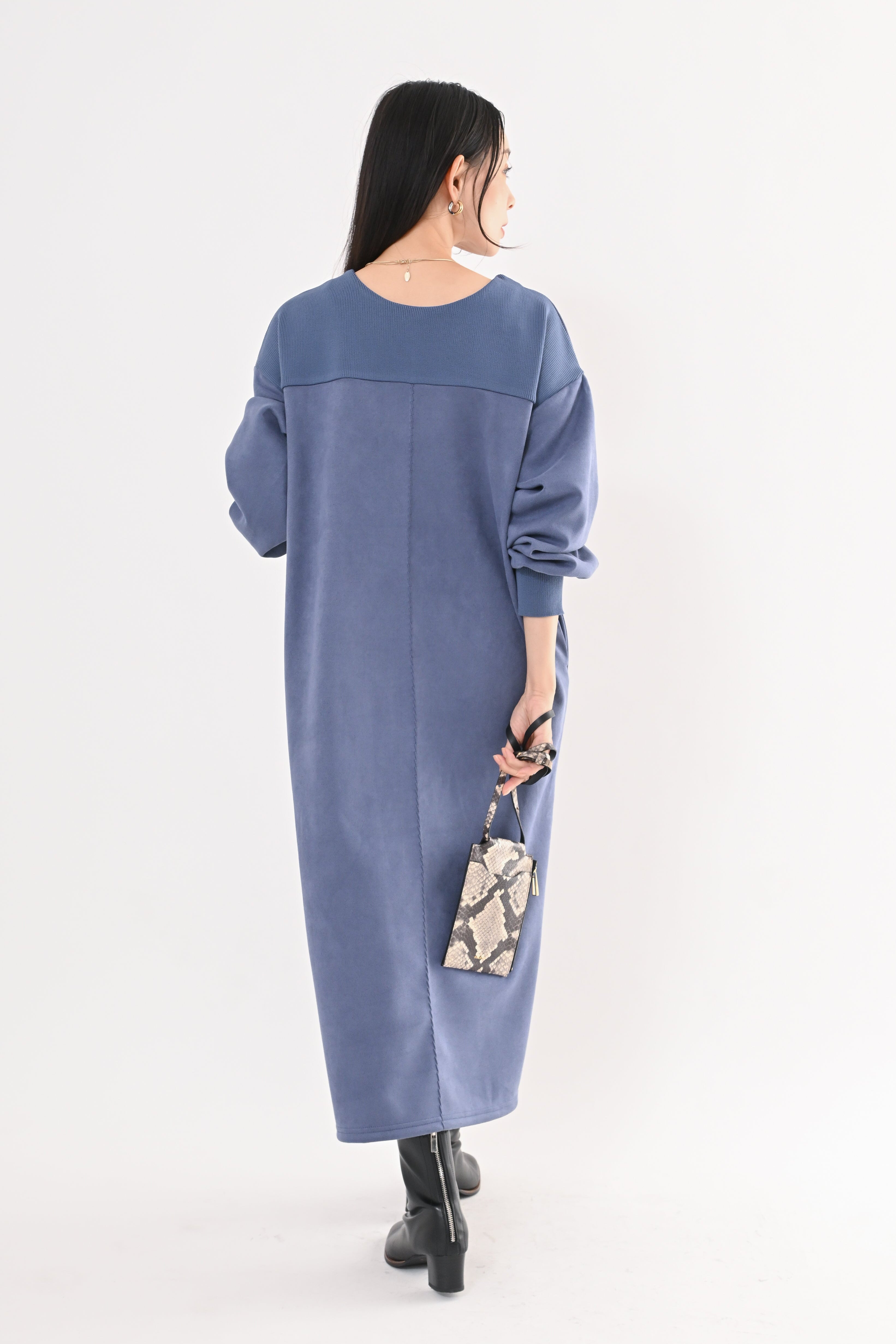 2WAYスエード×リブワンピース｜トップス・ニット／セーター