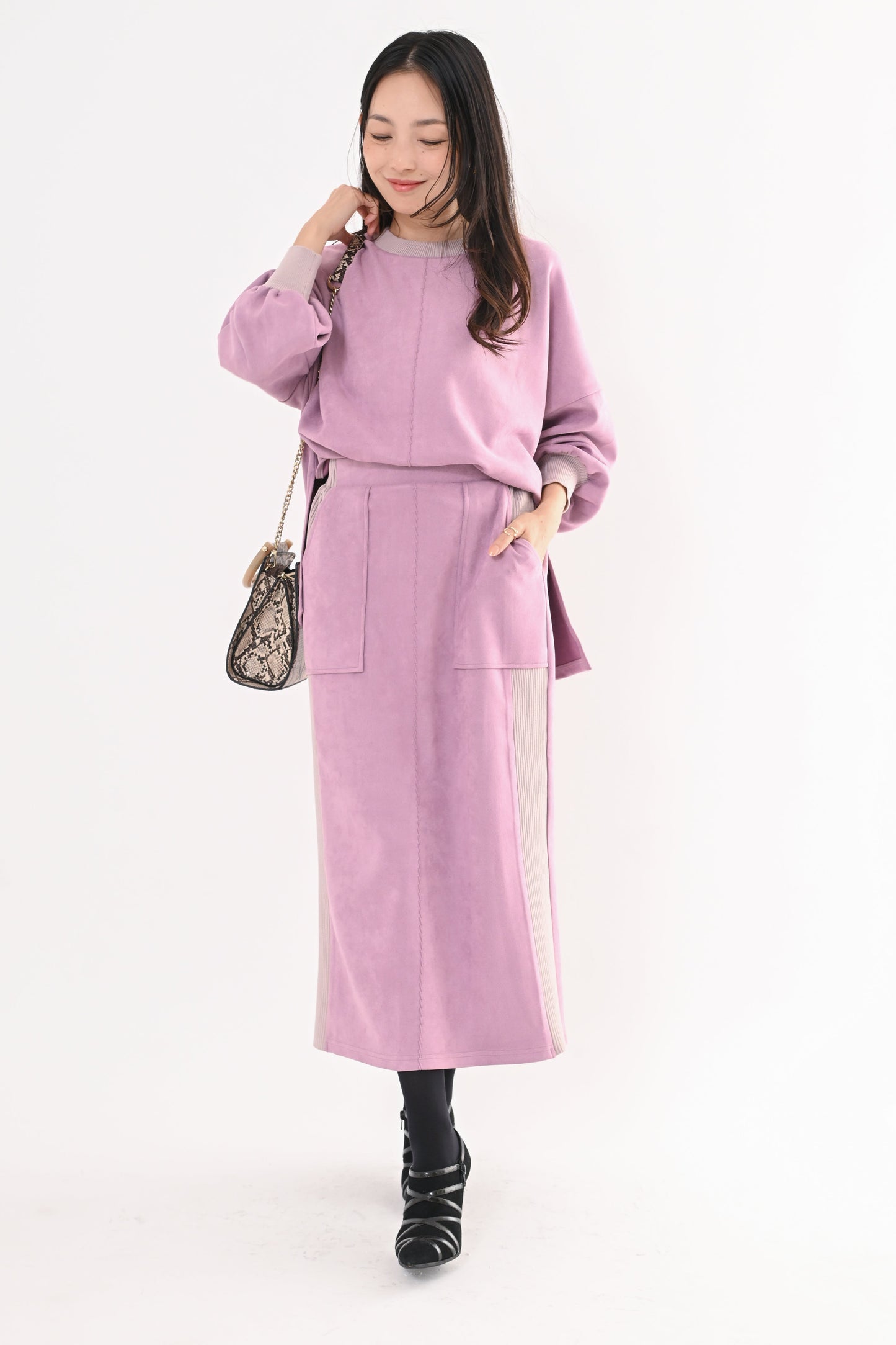 スエード×リブワークスカート