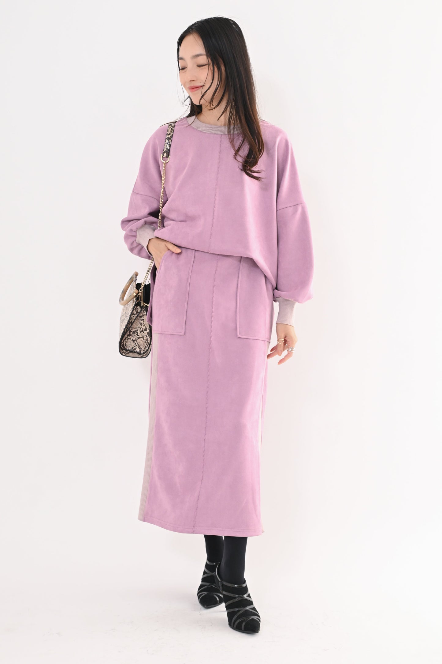 スエード×リブワークスカート