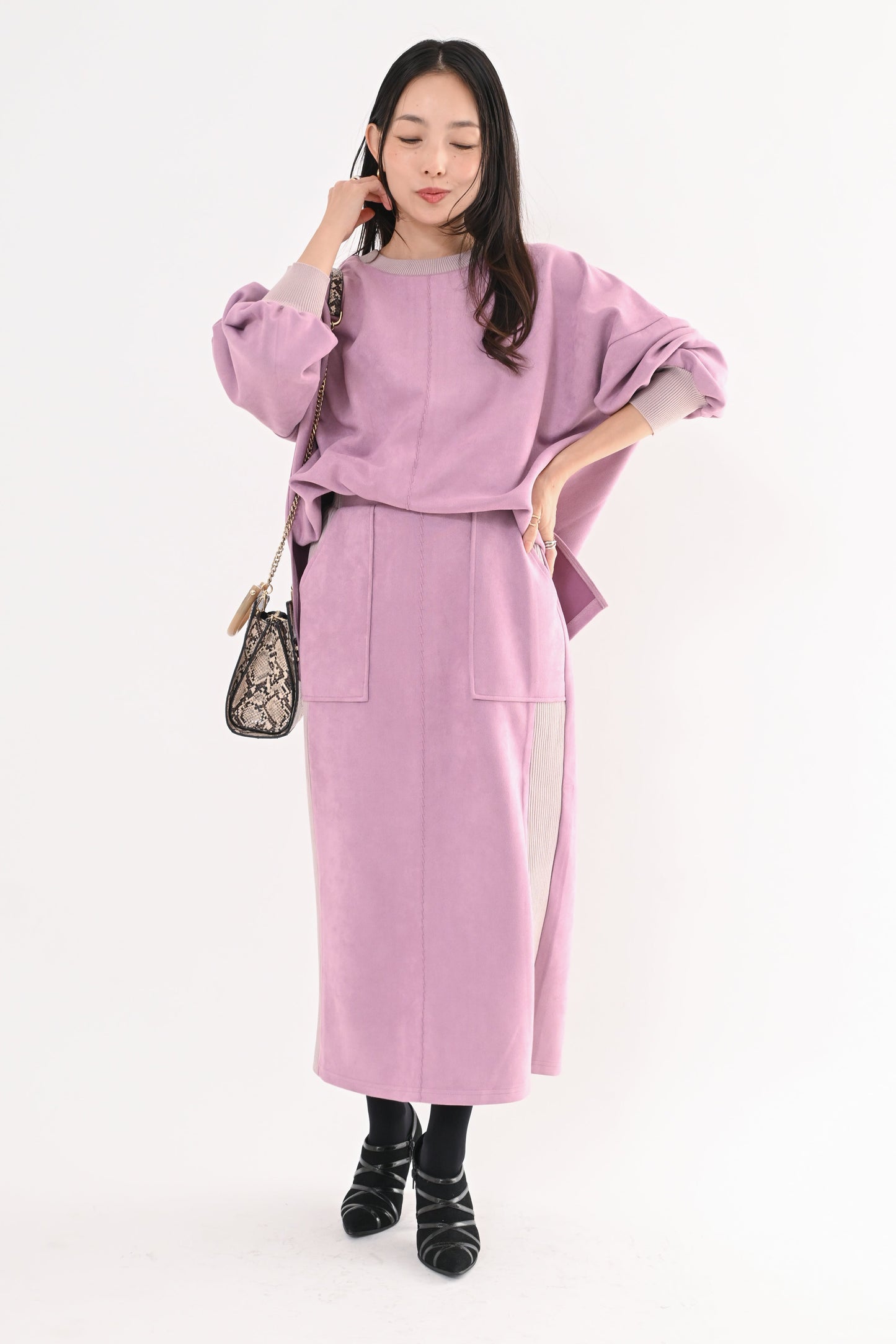 スエード×リブワークスカート