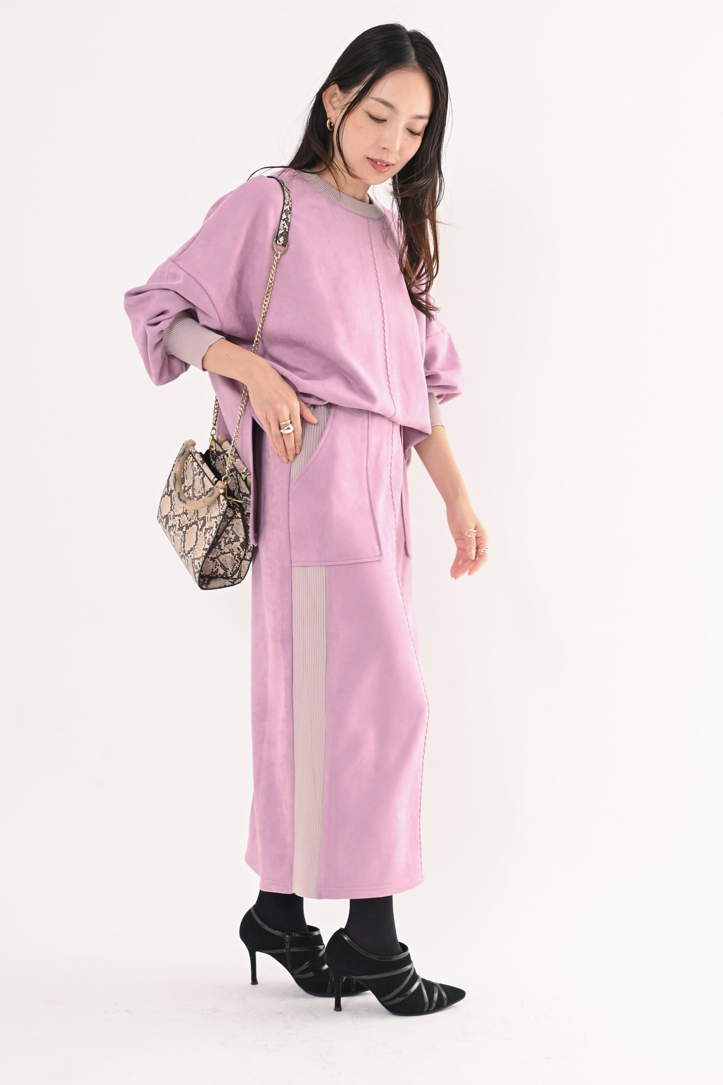 スエード×リブワークスカート