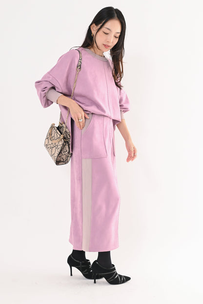 スエード×リブワークスカート